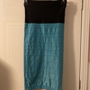 BCBG MaxAzria Women's Black Teal Bodycon Bandage Style Dress Size Small